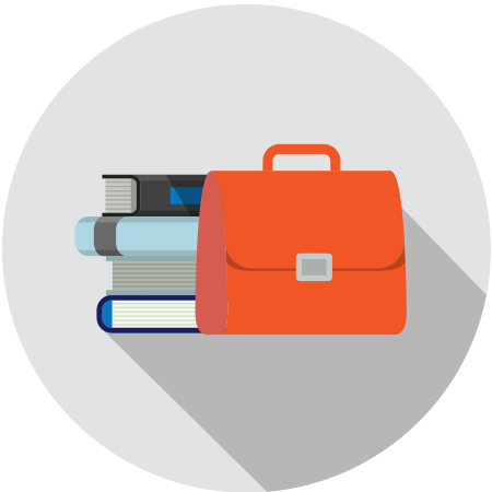 Briefcase and books icon