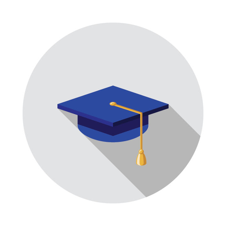Icon of graduate cap with tassel