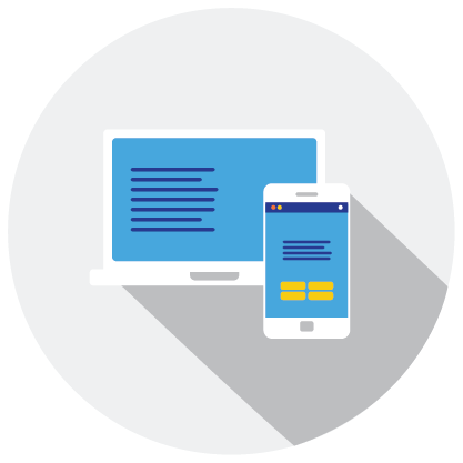 Icon of a laptop and mobile phone, representing the online MS SLP program at Marymount University online