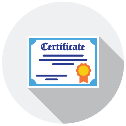 Icon of certification, representing the online MS SLP program at Marymount University online