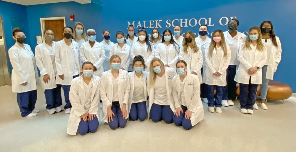 A group of nursing students at Marymount University’s Malek School of Nursing Professions.