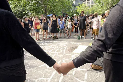 Students participating in a protest