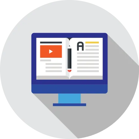 Computer with video and text icon