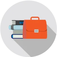 Briefcase and books icon